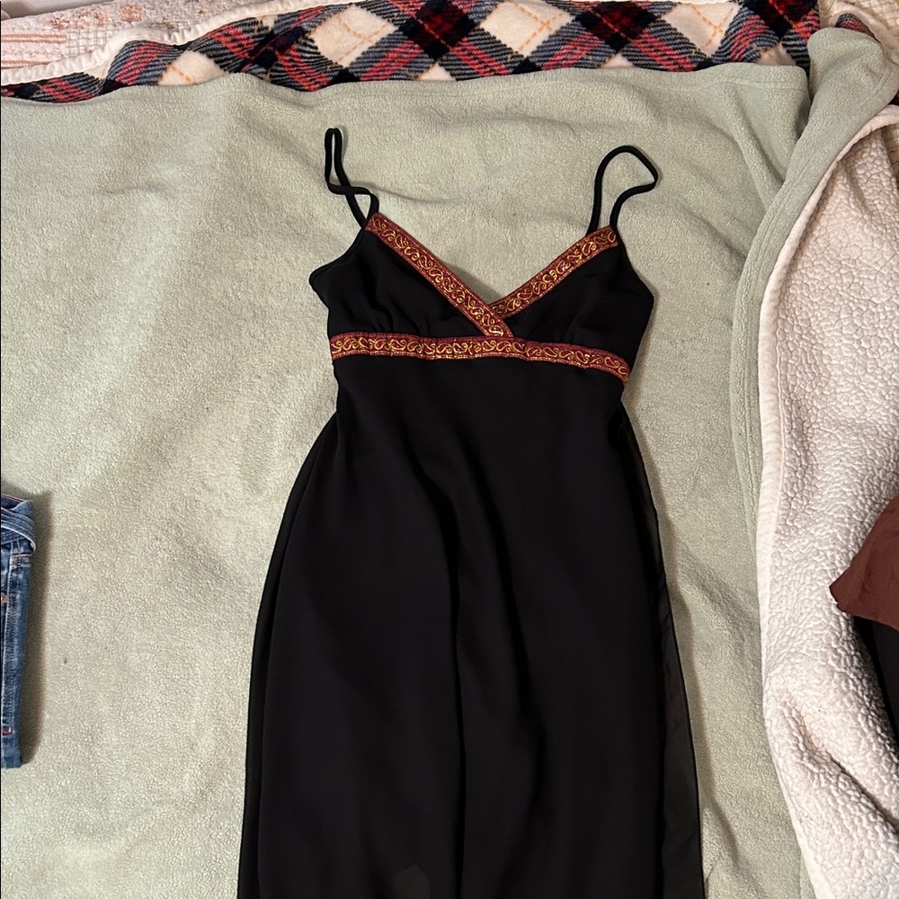 Jump Black Dress with Gold Detailing